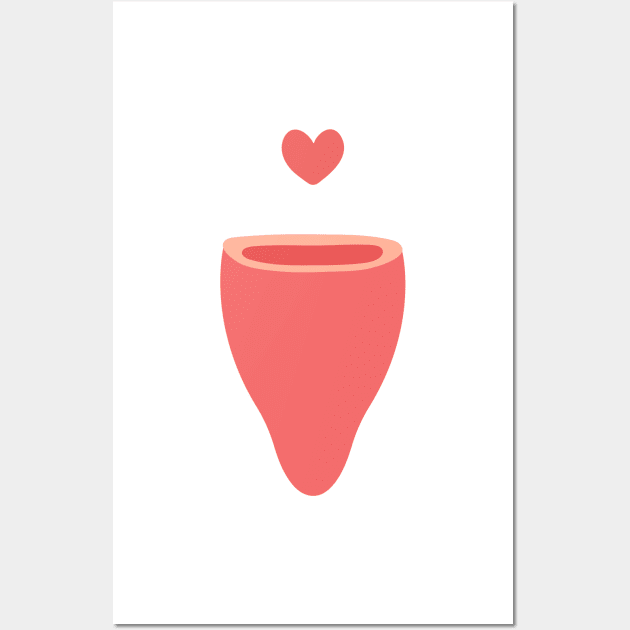 Menstrual cup heart drop Wall Art by Ggekot